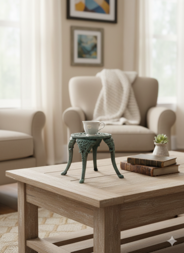 Metal table with Victorian design