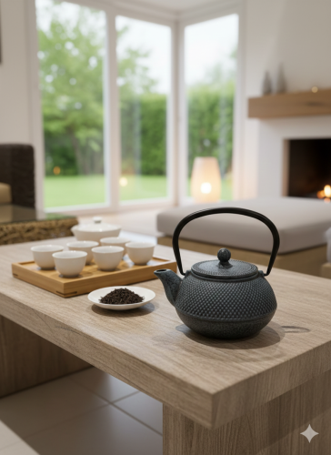 A traditional iron teapot (not for actual use)