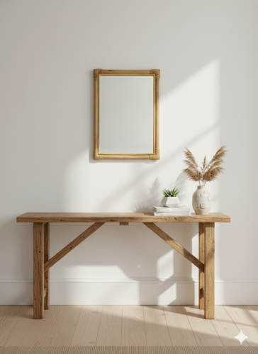 A mirror made of natural rattan with a mesh design