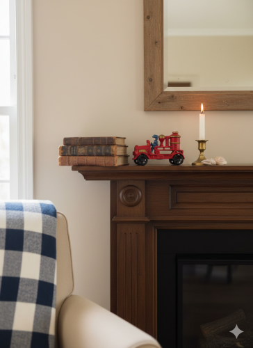 A classic fire truck model made of cast iron