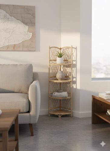 Bohemian natural bamboo corner shelves