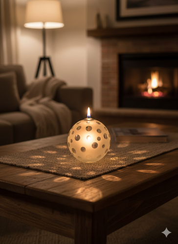 Round glass candlestick