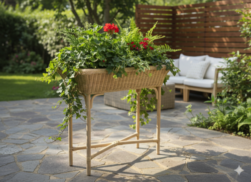 Natural bamboo storage basket / plant holder