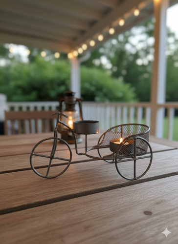 The masterpiece of the metal bicycle for candles
