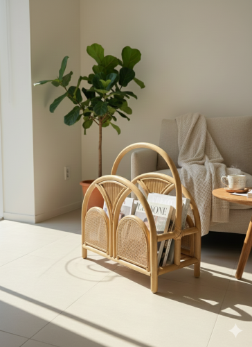 Boho rattan storage basket