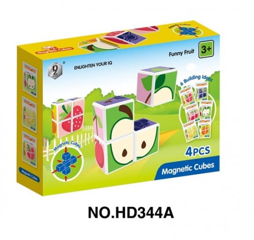 HD344A مكعبات 4 حبات مغناطيسية 6أوجه فواكة