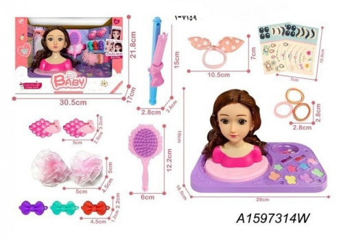7159-1 راس عروسة مكياج واكسسوارات