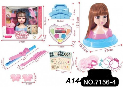 7156-4 راس عروسة مع مكياج واكسسوارات