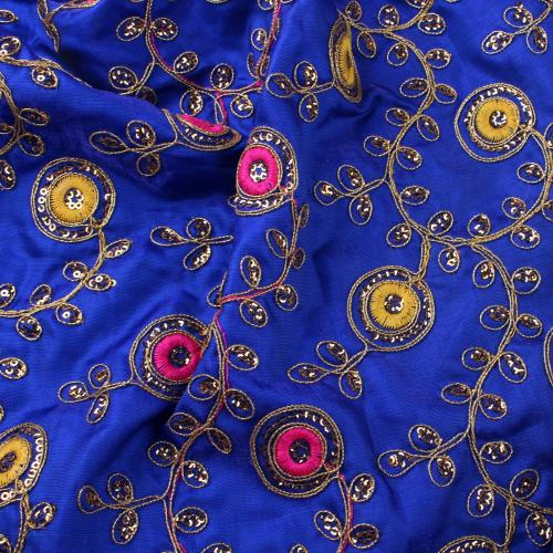 شانتون أزرق ملكي مطرز