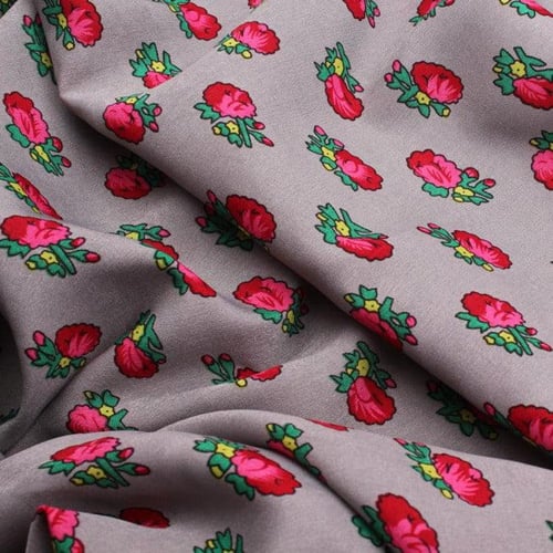 طاقة قماش شالكي رمادي - زهور صغيرة