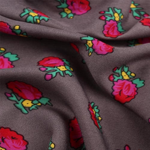 طاقة قماش شالكي رمادي غامق- زهور صغيرة