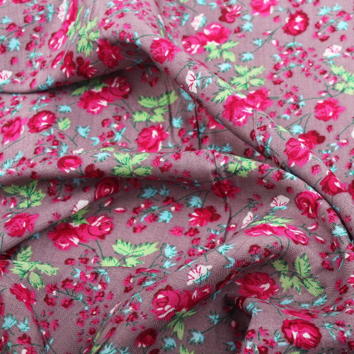 قماش فسكوز مشجر - ورد توتي