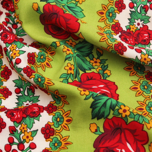 قماش قطن كويتي طريق الورد - اخضر فاتح