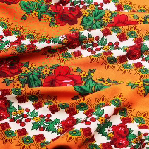 قماش قطن كويتي طريق الورد - أصفر غامق