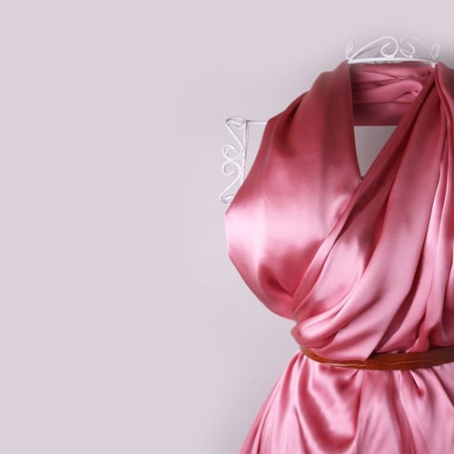 قماش حرير طبيعي كوري وردي هادي