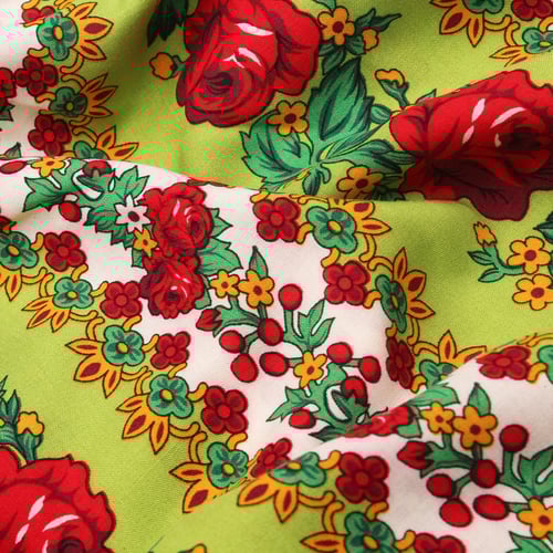 قماش قطن كويتي طريق الورد - اخضر فاتح