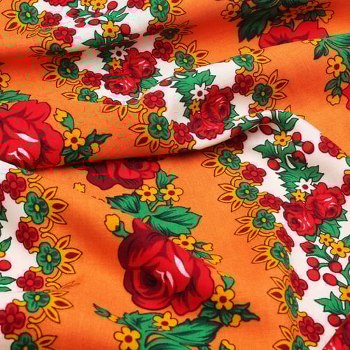 قماش قطن كويتي طريق الورد - أصفر غامق