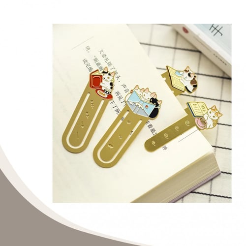 فاصل كتاب معدني ذهبي القطط اليابانية kawaii