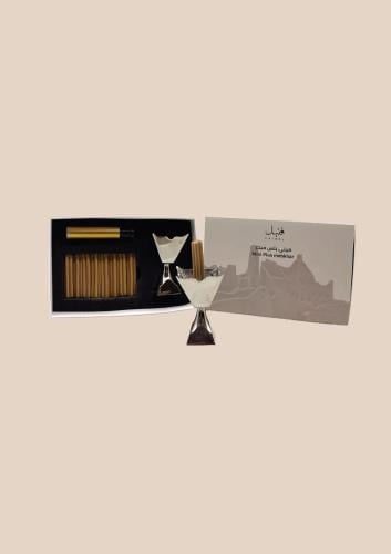 An elegant set including a silver incense burner + 8 wick sticks