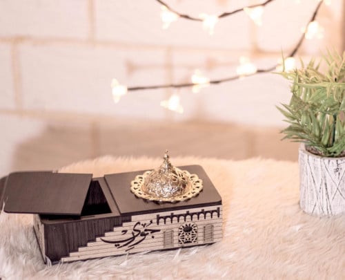 مبخرة مستطيلة مع صندوق لحفظ البخور