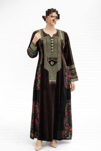 الثوب الجنوبي المخمل بتطريز يدوي حصري