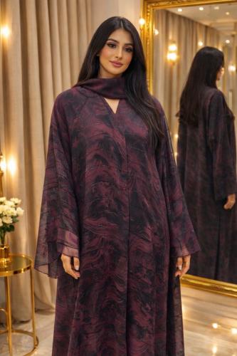 عباية الشيفون المشجر