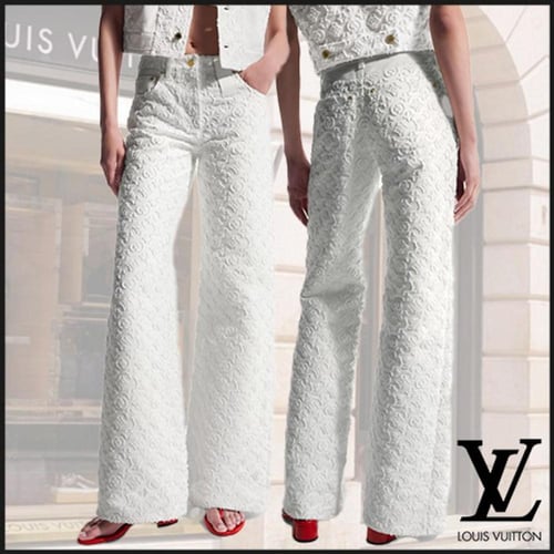 بنطلون ابيض LV بنقش