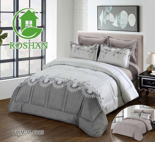 مفرش تافيتا يتميز بشكلين مشجر و سادة خامة قطني نفر...