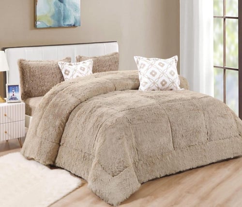 مفرش وتد خام شعر من المخمل و الفرو دافي نفر ونص