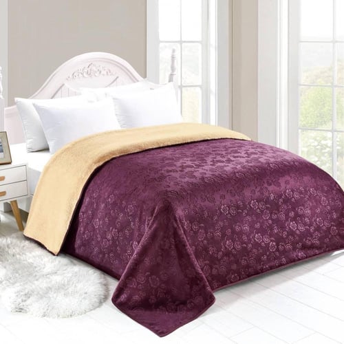 بطانية منقشة مخمل وفرو خفيفة ودافئة نفرين 3KG