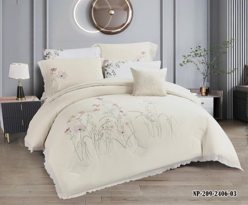 مفرش تيانجين عرائسي دنتيل خام حرير و مطرز الفخم نف...