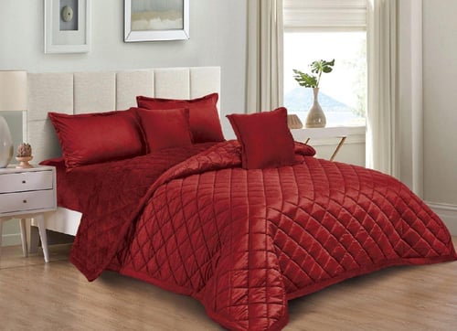 مفرش تولا سادة شتوي من الخام المخمل مع فرو ناعم دا...