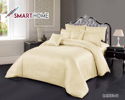 مفرش فندقي خام ناعم وبارد يتميز ب 6 قطع نفر ونص