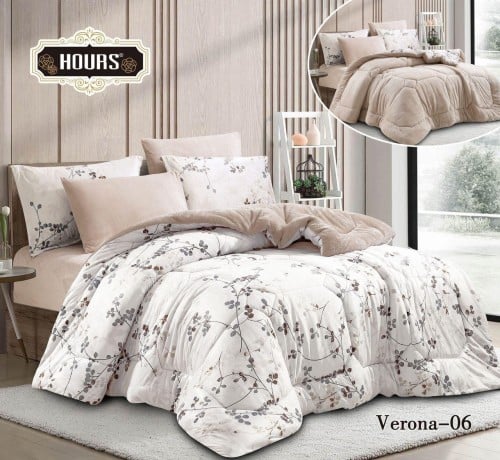 مفرش فيرونا المشجر والسادة يتميز بالوانة الهادية و...