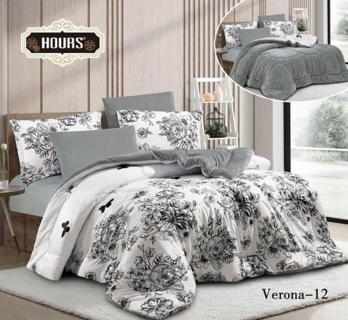 مفرش فيرونا المشجر والسادة يتميز بالوانة الهادية و...