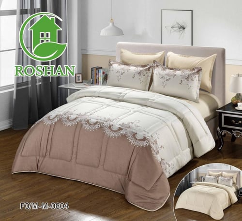 مفرش تافيتا يتميز بشكلين مشجر و سادة خامة قطني نفر...