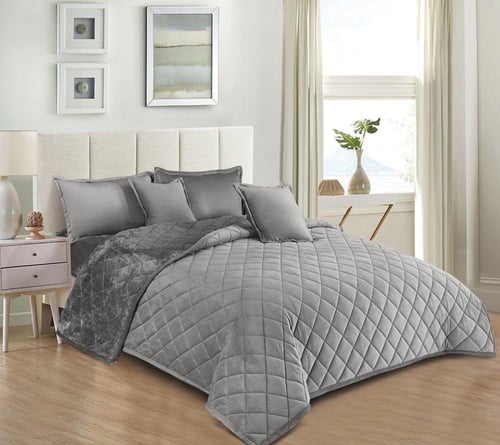 مفرش تولا سادة شتوي من الخام المخمل مع فرو ناعم دا...