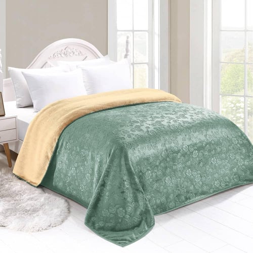 بطانية منقشة مخمل وفرو خفيفة ودافئة نفرين 3KG