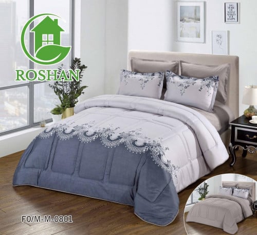 مفرش تافيتا يتميز بشكلين مشجر و سادة خامة قطني نفر...