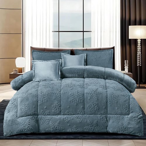 مفرش لاسين يتميز بتطريز ثلجي مخمل وفرو دافي نفر ون...