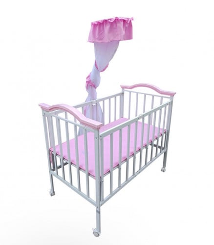 سرير معدني اطفال سهل الطوي يتسفط اللون وردي