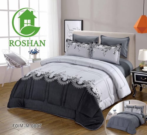 مفرش تافيتا يتميز بشكلين مشجر و سادة خامة قطني نفر...