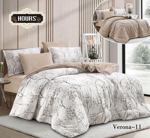 مفرش فيرونا المشجر والسادة يتميز بالوانة الهادية و...