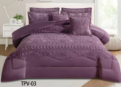 مفرش تلاير السادة بنقشة البازر من المخمل والفرو نا...