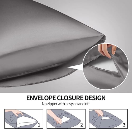 غطاء مخدة حرير لون رصاصي غامق