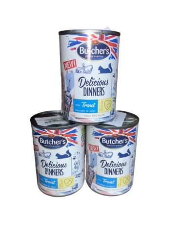 بوتشرز العشاء اللذيذ قطع سمك السلمون المرقط في جيل...