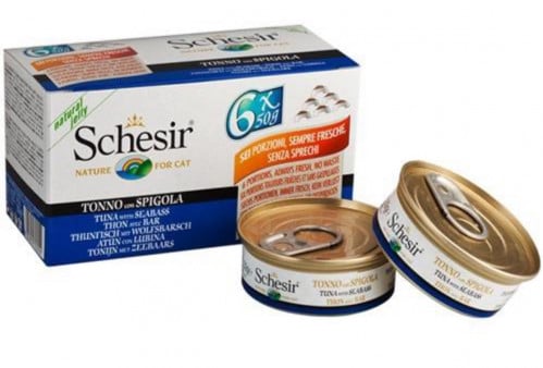 معلبات شيزر بنكهة التونة مع سمك القاروص في الجلي ا...