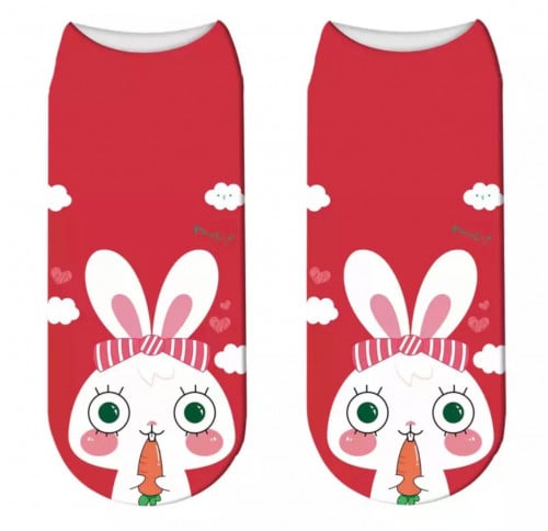 جوارب صيفي برسمة ارنب اللون احمر
