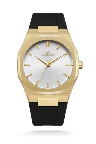 ساعة رجالية ماركة برناتشي BH1023 ربر اسود ايطار ذه...