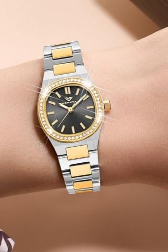 ساعة نسائية ماركة جنيفا GV022 لونين مينا رصاصي